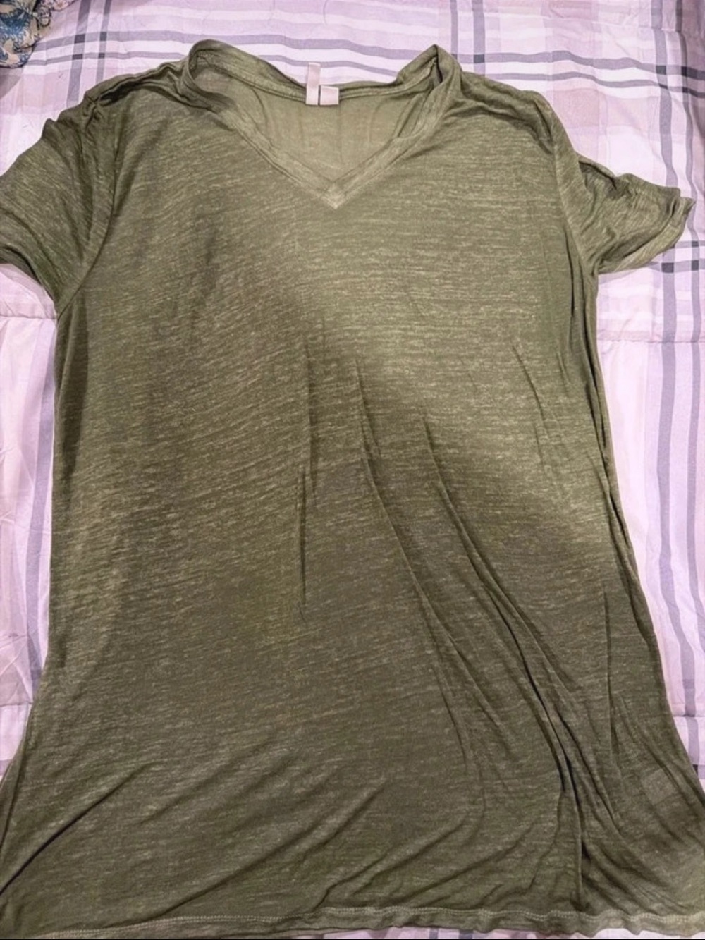 Cato Olive V-Neck Short Sleeve Tee